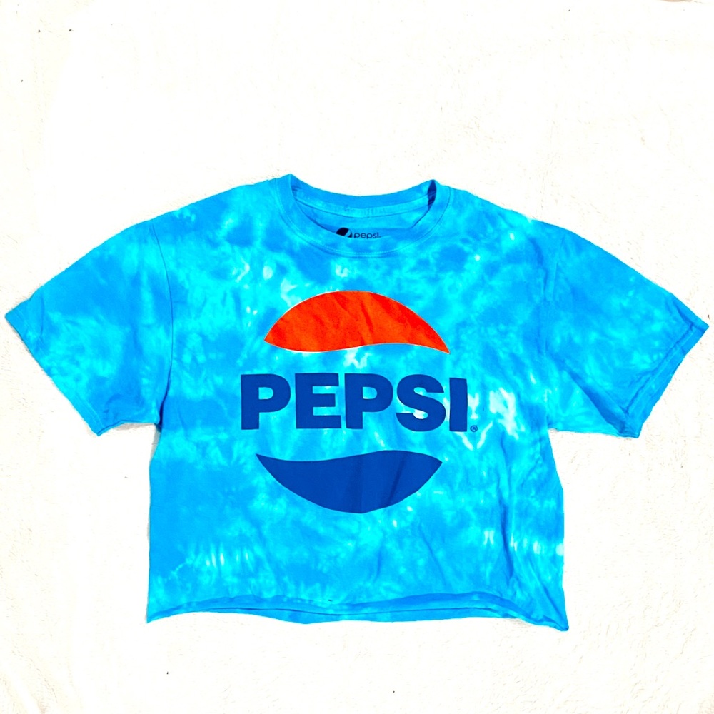 Pepsi Blue Tie Dye Crop Top Cropped Tee